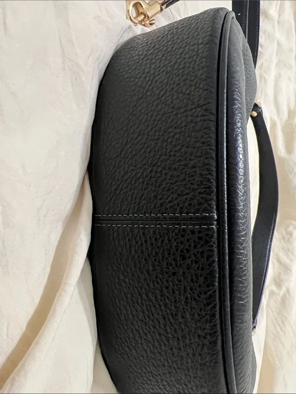 Coach Black Pebbled Leather Crescent Bag with Gold Hardware
